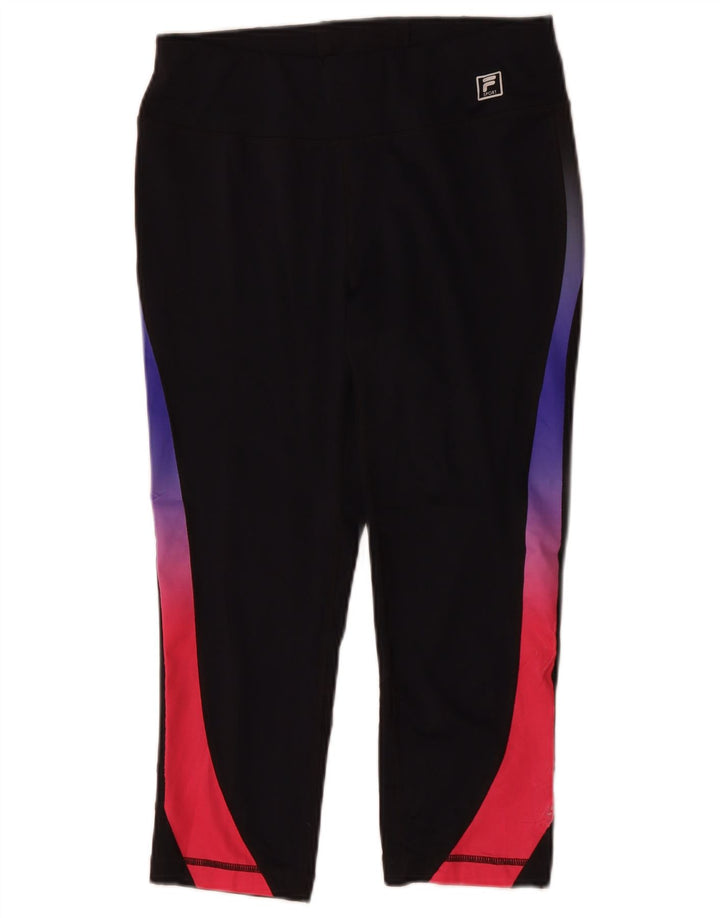 FILA Capri Leggings Feminino Reino Unido 14 Médio Azul Marinho Colorblock