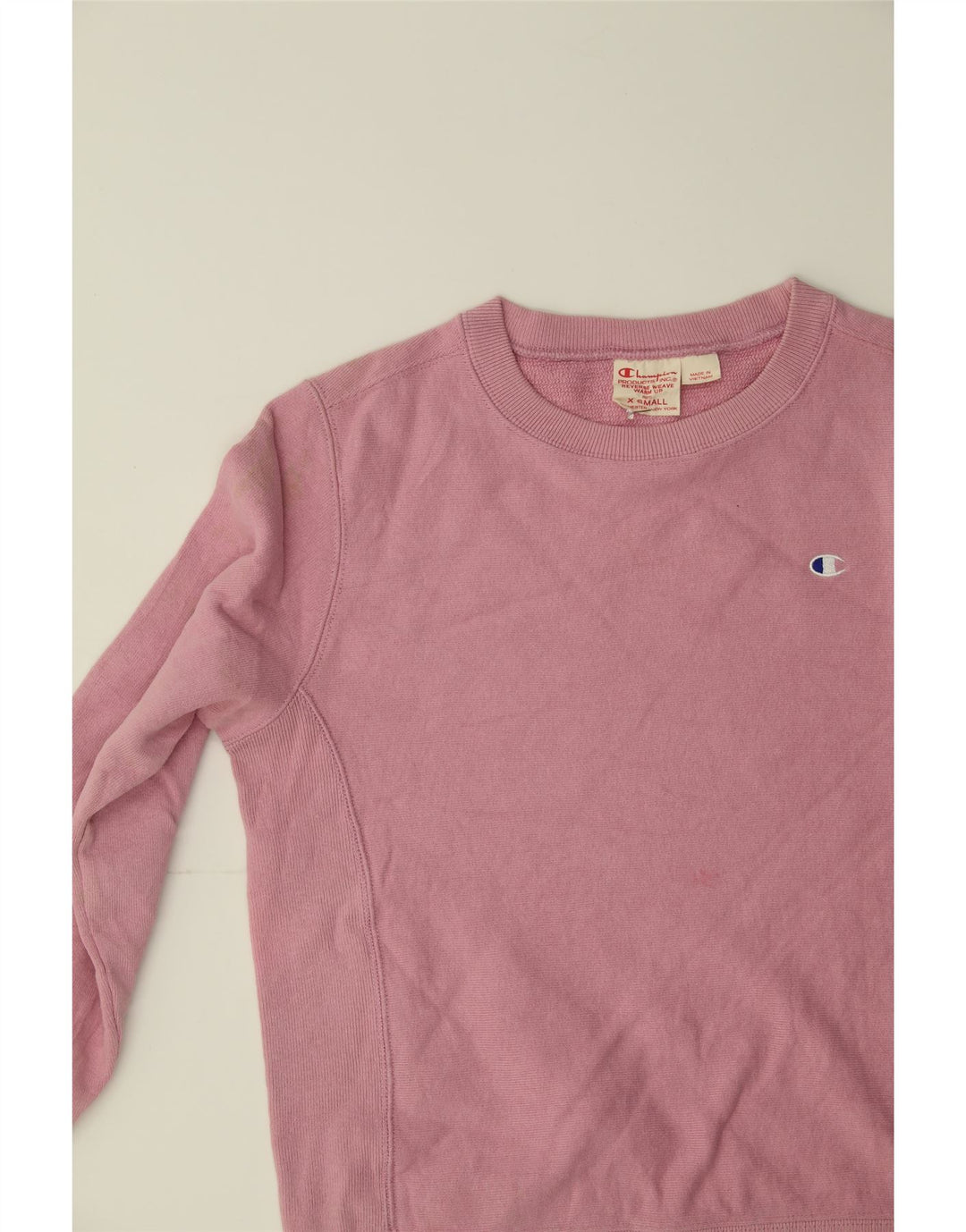 CHAMPION Womens Sweatshirt Jumper UK 6 XS Pink Cotton Vintage Champion and Second-Hand Champion from Messina Hembry 