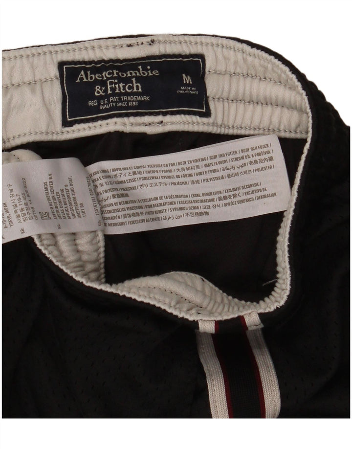 Shorts esportivos gráficos masculinos Abercrombie & Fitch poliéster preto médio