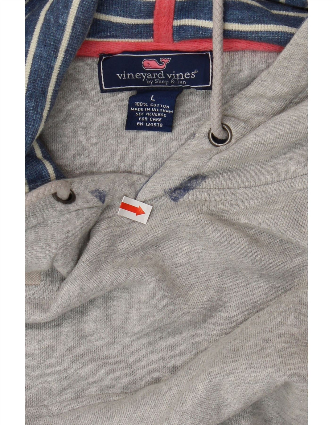 VINEYARD VINES moletom com capuz masculino grande algodão cinza