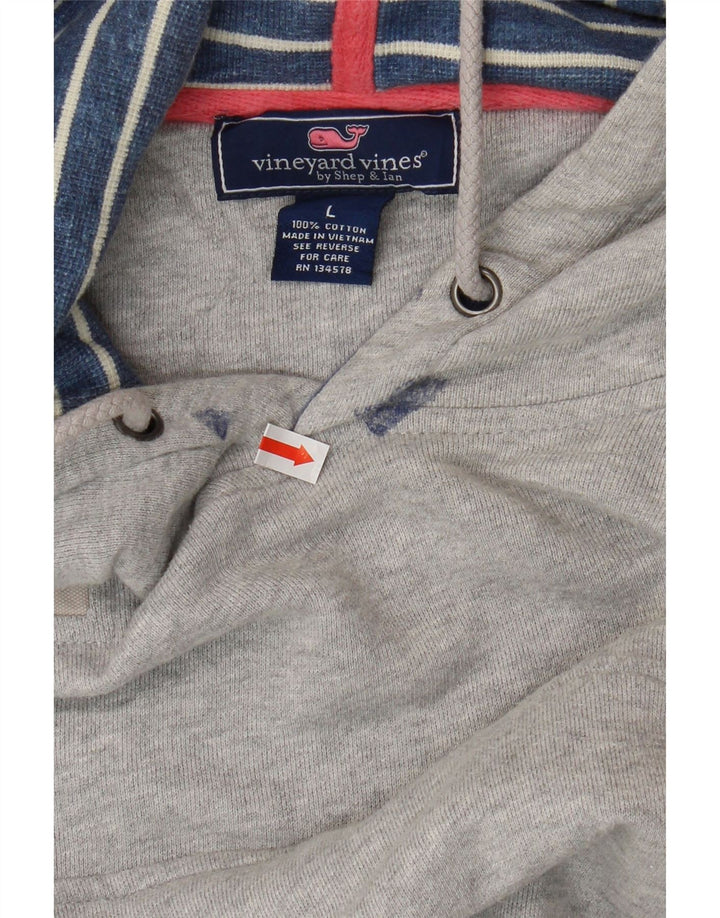 VINEYARD VINES moletom com capuz masculino grande algodão cinza