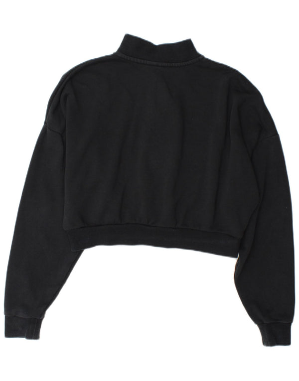 Moletom Nike Feminino Crop Zip Neck Suéter Reino Unido 10 Pequeno Algodão Preto