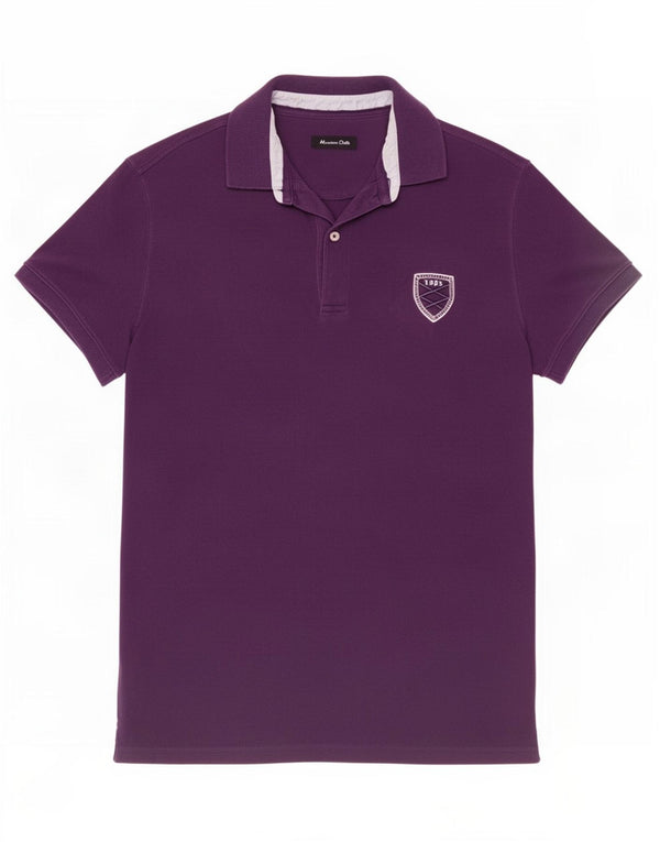 Camisa polo masculina Massimo Dutti de algodão roxo médio
