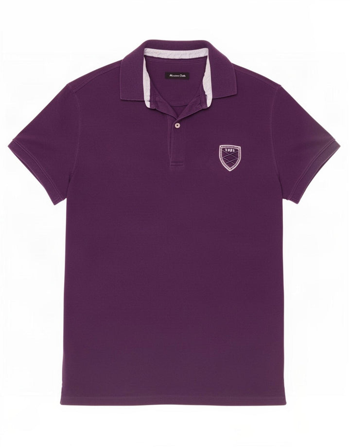 Camisa polo masculina Massimo Dutti de algodão roxo médio