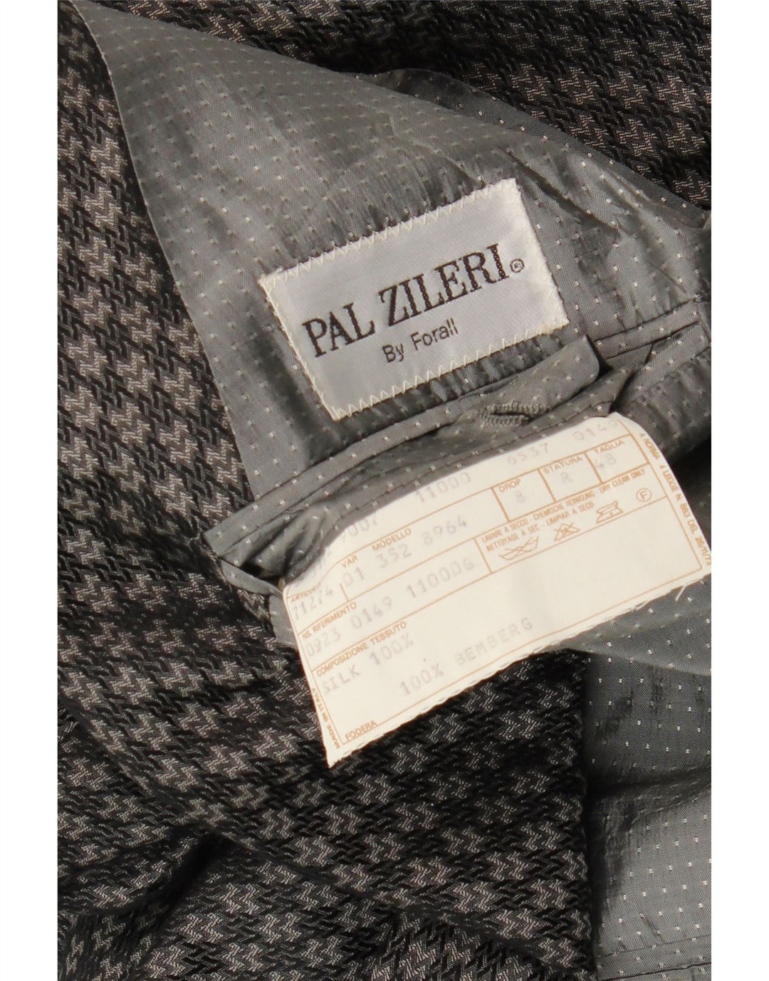 Jaqueta blazer masculina Pal Zileri com peito duplo IT 48 cinza médio geométrico