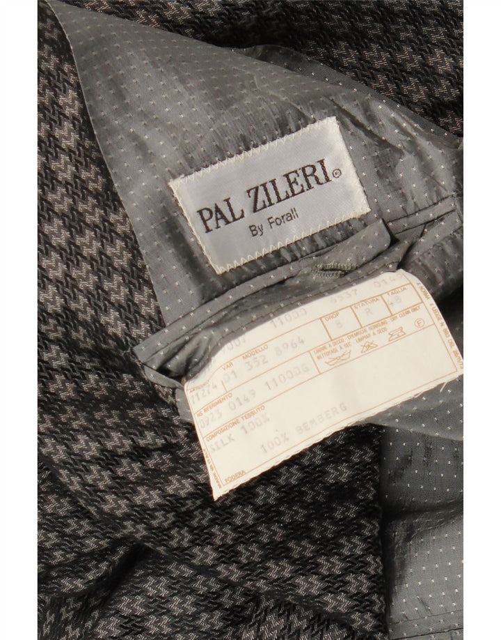 Jaqueta blazer masculina Pal Zileri com peito duplo IT 48 cinza médio geométrico
