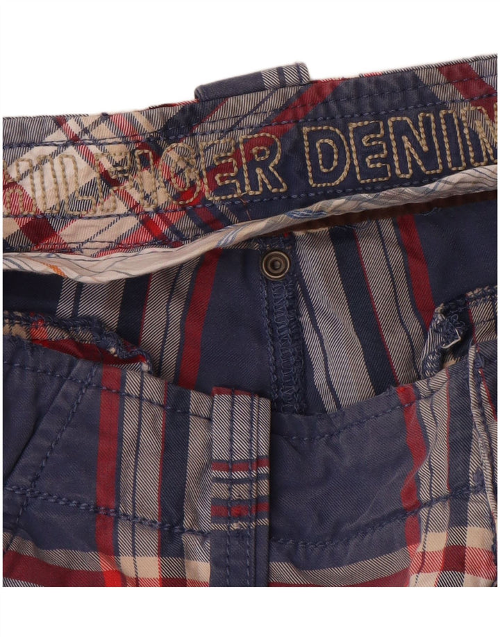Shorts cargo masculino TOMMY HILFIGER W32 algodão xadrez médio azul marinho