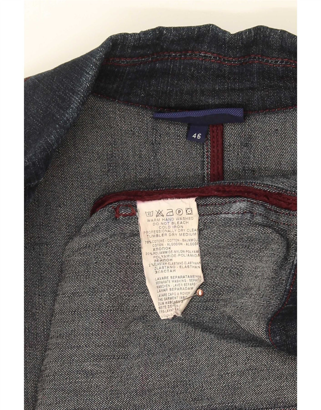 Trussardi Jeans Jaqueta blazer feminina de 3 botões IT 46 grande azul marinho