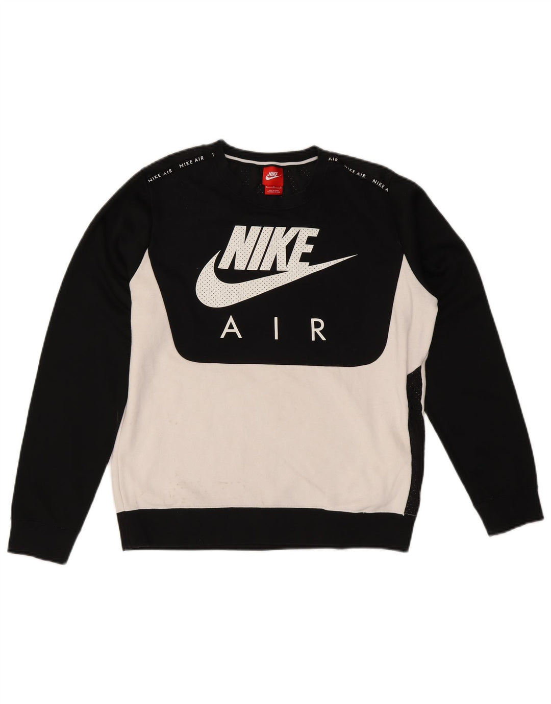 Moletom gráfico masculino Nike Jumper médio preto colorblock algodão