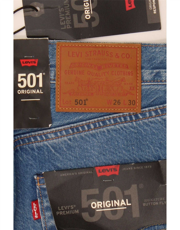 Calça jeans feminina Levi's 501 Straight W26 L30 azul algodão