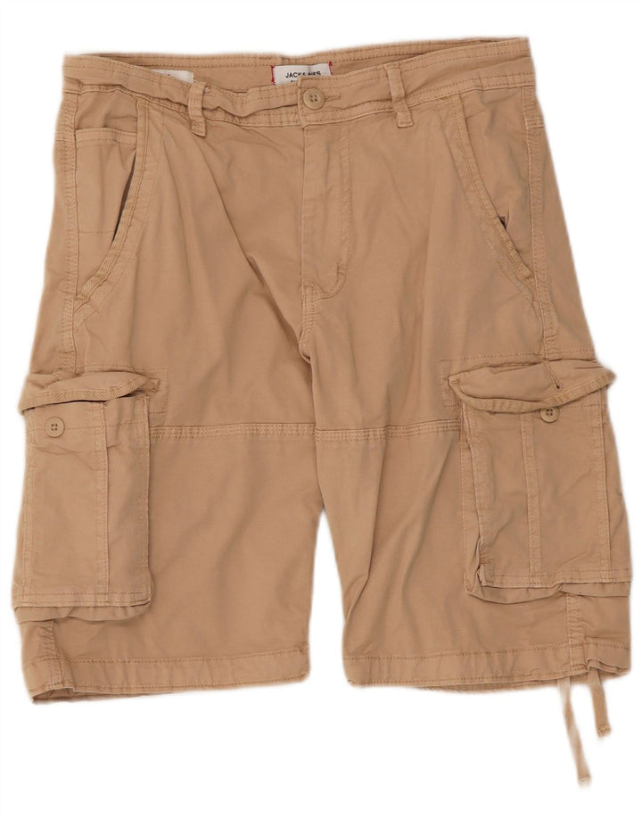 Shorts cargo masculino Jack & Jones pequeno W30 algodão bege