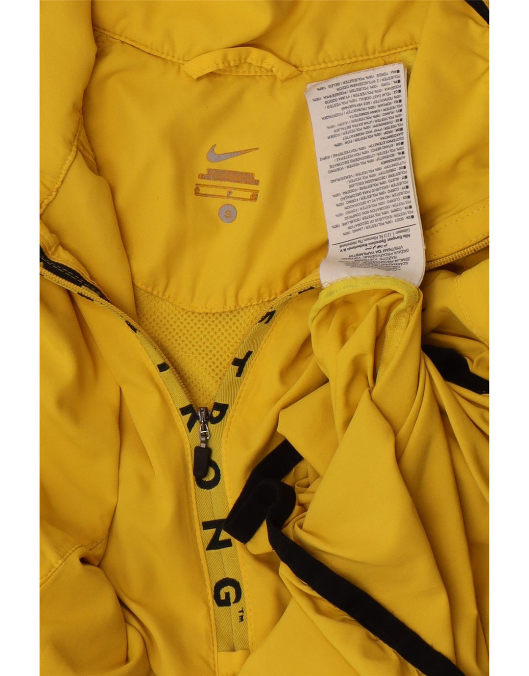 Nike feminino gráfico zip pescoço pulôver treino top reino unido 10 pequeno amarelo