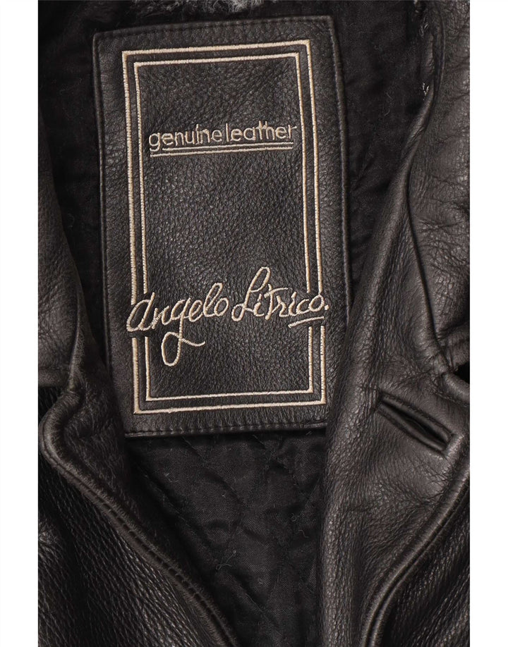 Jaqueta de couro masculina Angelo Litrico XL preta clássica