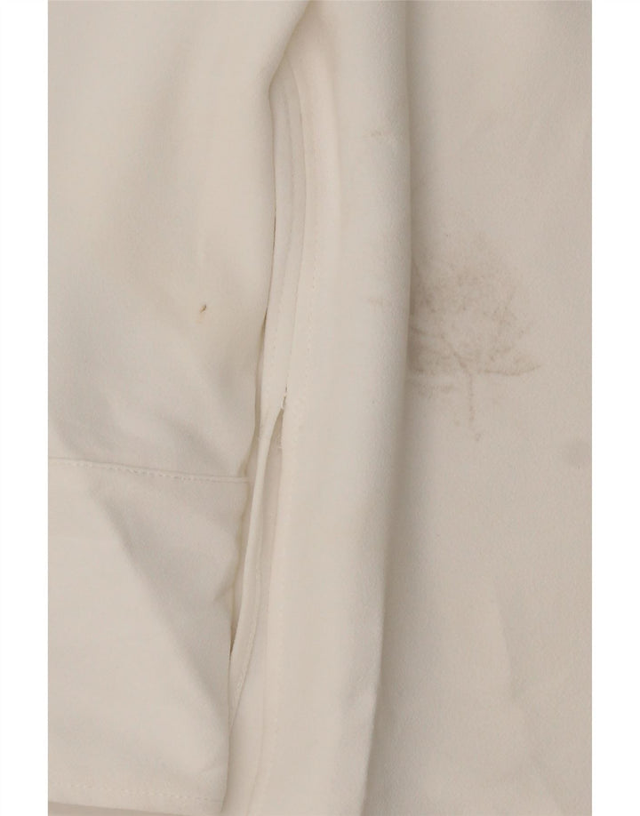 Zara blusa feminina manga comprida top UK 16 grande branco