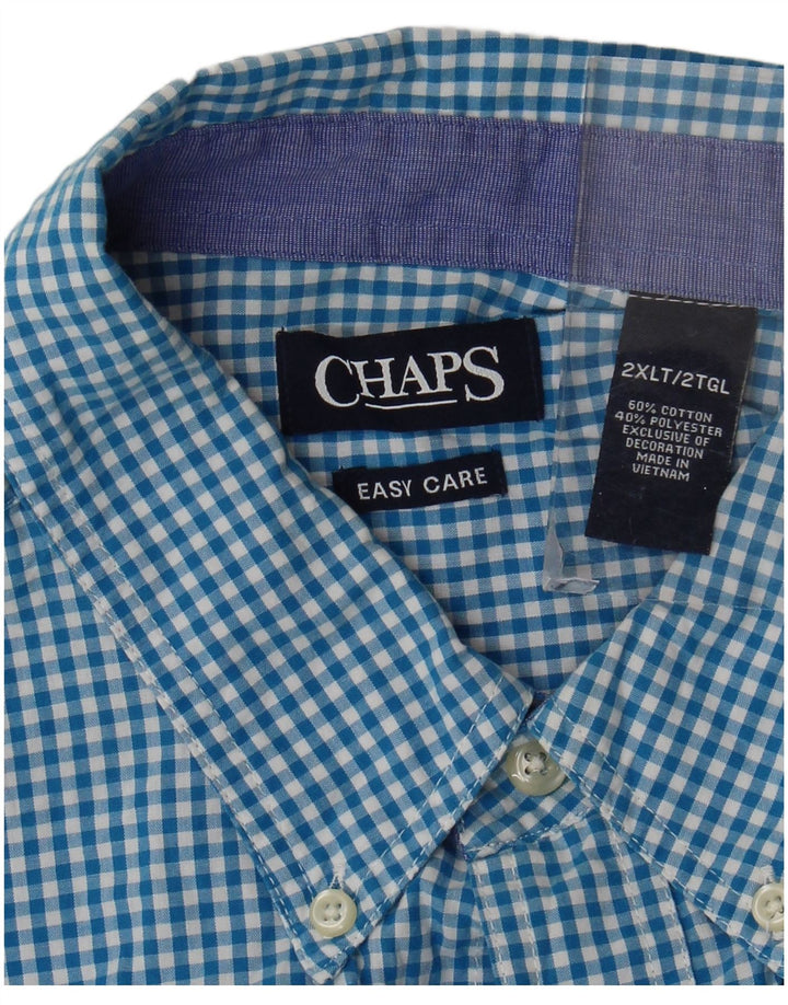 Camisa alta masculina Chaps 2XL algodão guingão azul