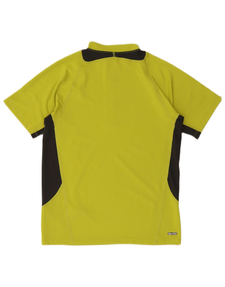 THE NORTH FACE Camiseta masculina com gola e zíper, top pequeno verde colorblock de poliéster