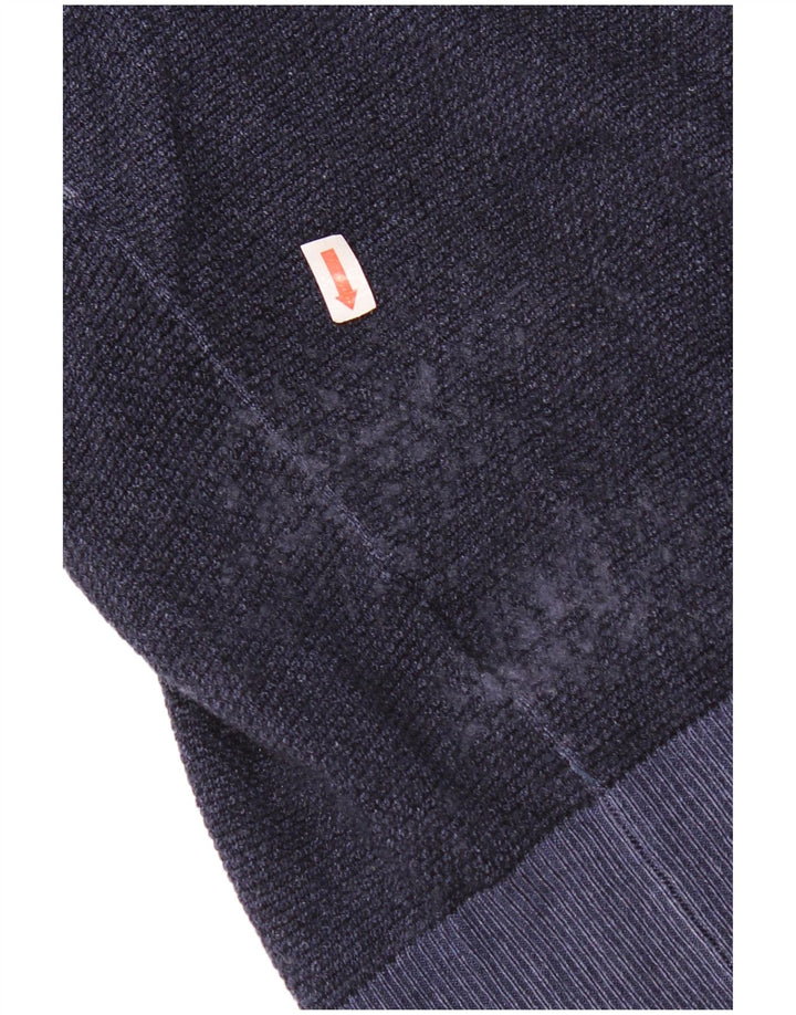 Suéter cardigã feminino Sun68 Reino Unido 20 2XL lã azul marinho