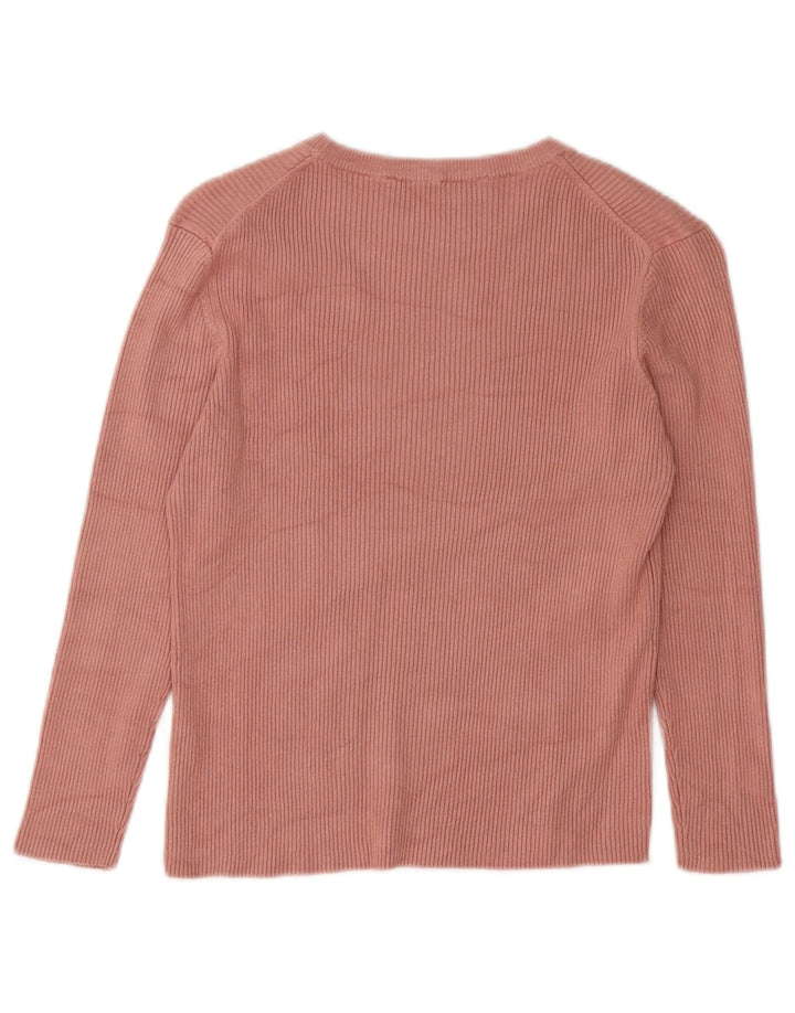 Top feminino Zara manga comprida UK 12 viscose rosa médio