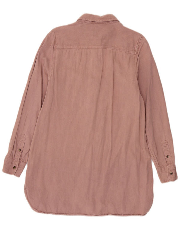 Camisa feminina de manga comprida Fat Face UK 10 pequena linho rosa