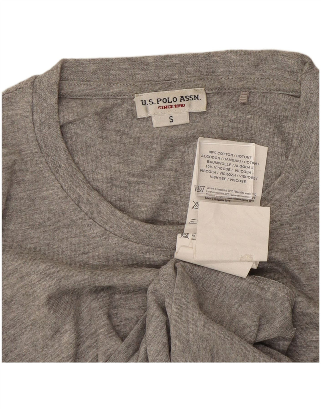 US Polo Assn. Camiseta Masculina Top Pequeno Algodão Cinza