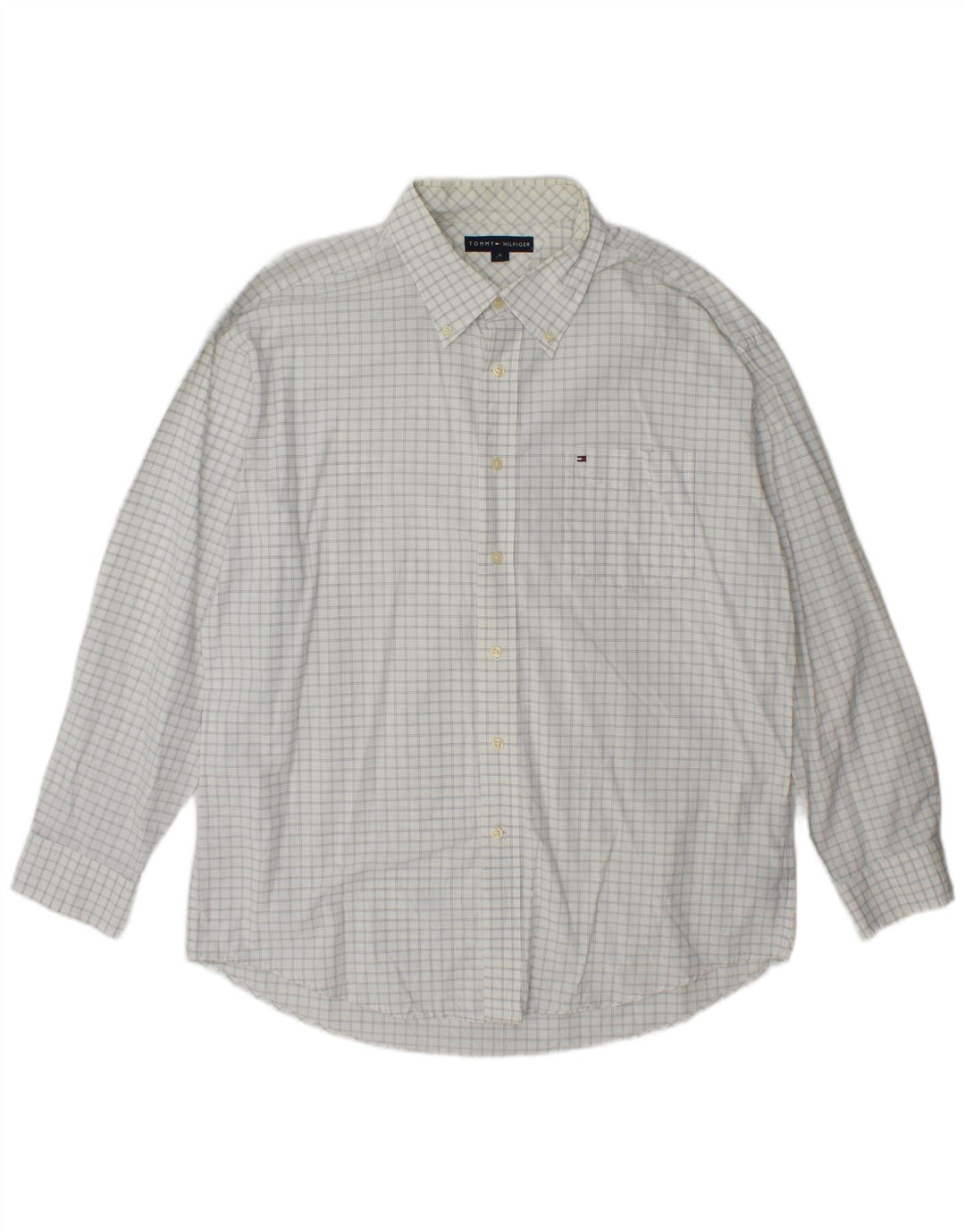 Camisa masculina Tommy Hilfiger XL branca xadrez algodão