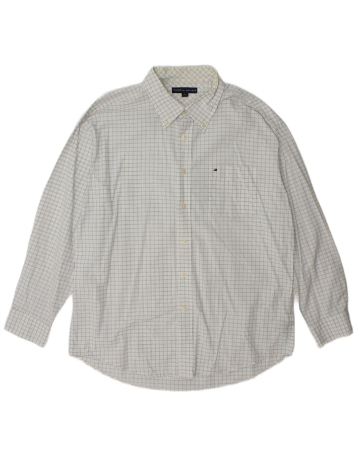 Camisa masculina Tommy Hilfiger XL branca xadrez algodão