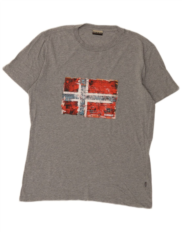 Camiseta masculina Napapijri Geographic Graphic cinza médio