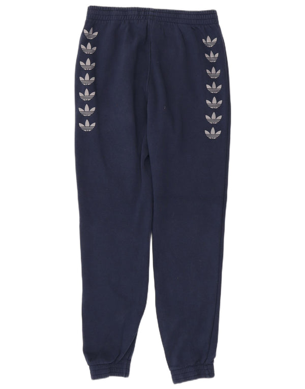Adidas masculino gráfico calças de treino joggers médio azul marinho algodão