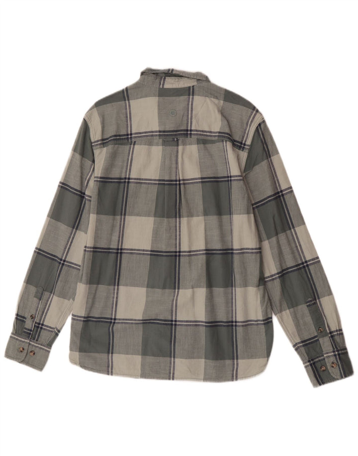 Camisa masculina de flanela Fat Face grande algodão xadrez cinza