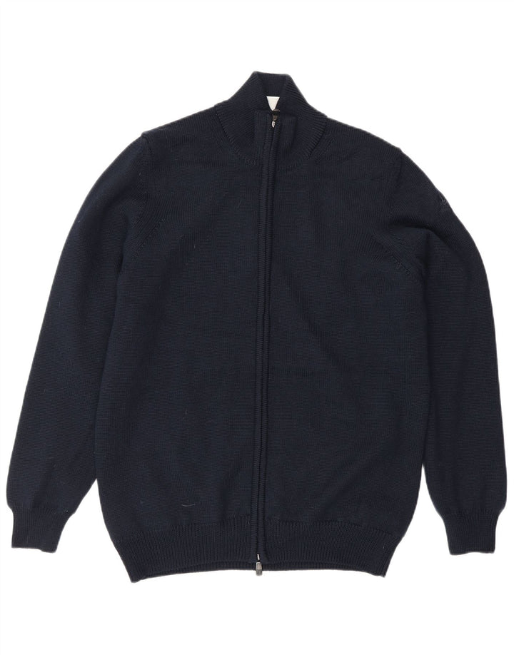 Suéter cardigã masculino Lyle & Scott lã azul marinho médio