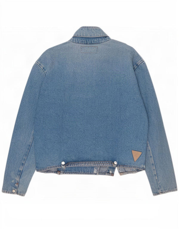 Jaqueta jeans militar feminina vintage IT 46 grande algodão azul