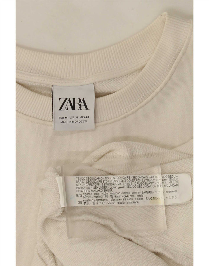 Zara moletom gráfico masculino jumper médio algodão branco