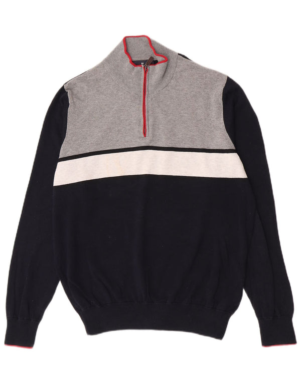 Suéter masculino Marks & Spencer Blue Harbor com zíper e gola média azul marinho