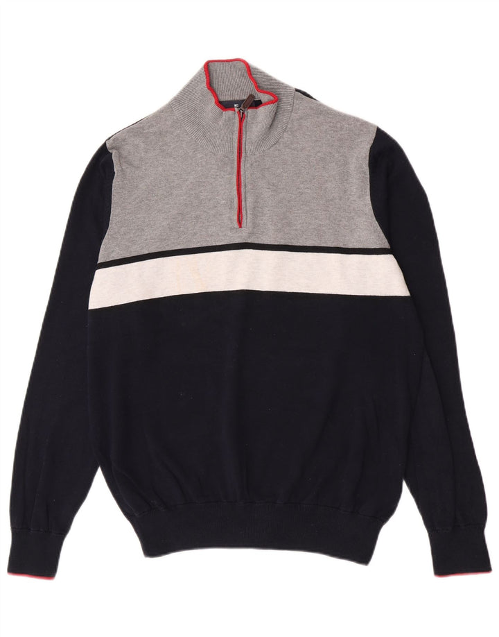 Suéter masculino Marks & Spencer Blue Harbor com zíper e gola média azul marinho
