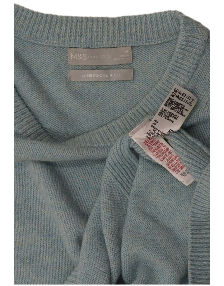 Suéter feminino Marks & Spencer com gola canoa Reino Unido 16 grande lã azul