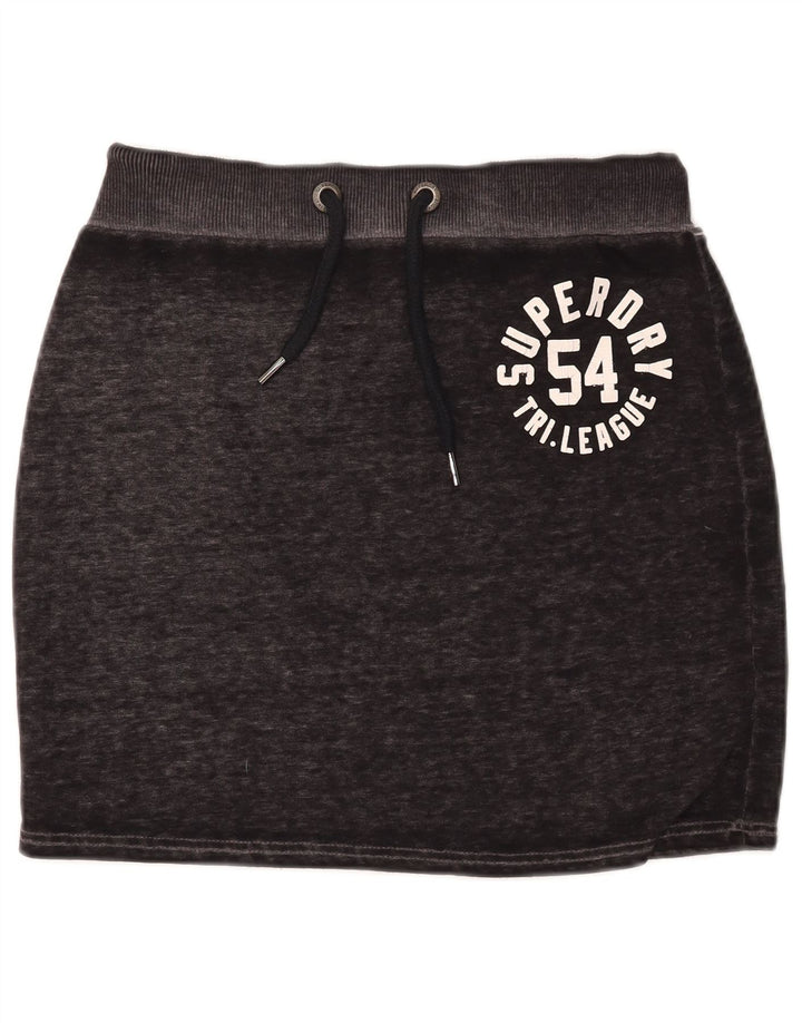 Mini saia gráfica feminina Superdry médio W30 algodão manchado preto