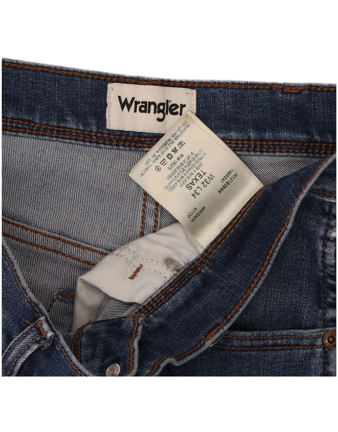 WRANGLER Masculino Texas Straight Jeans W32 L34 Azul Algodão