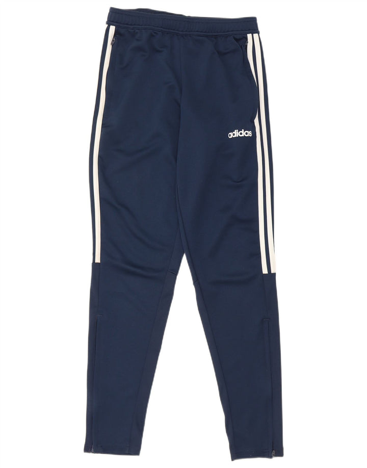Calça de treino masculina Adidas Climalite pequena azul marinho poliéster