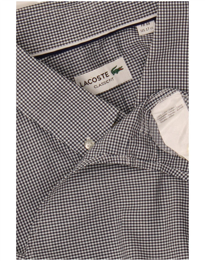 Camisa masculina de manga curta LACOSTE tamanho 44 17 1/2 XL preto gingham