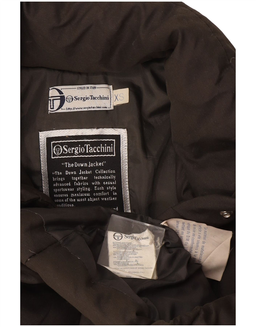 Casaco acolchoado Longline feminino Sergio Tacchini UK 6 XS verde poliéster