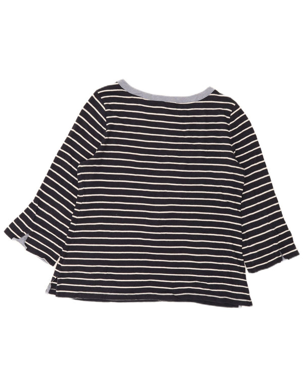 Top feminino Nautica manga 3/4 UK 18 XL algodão listrado azul marinho