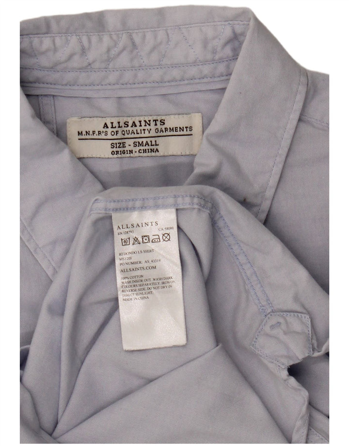 Camisa masculina All Saints pequena azul algodão