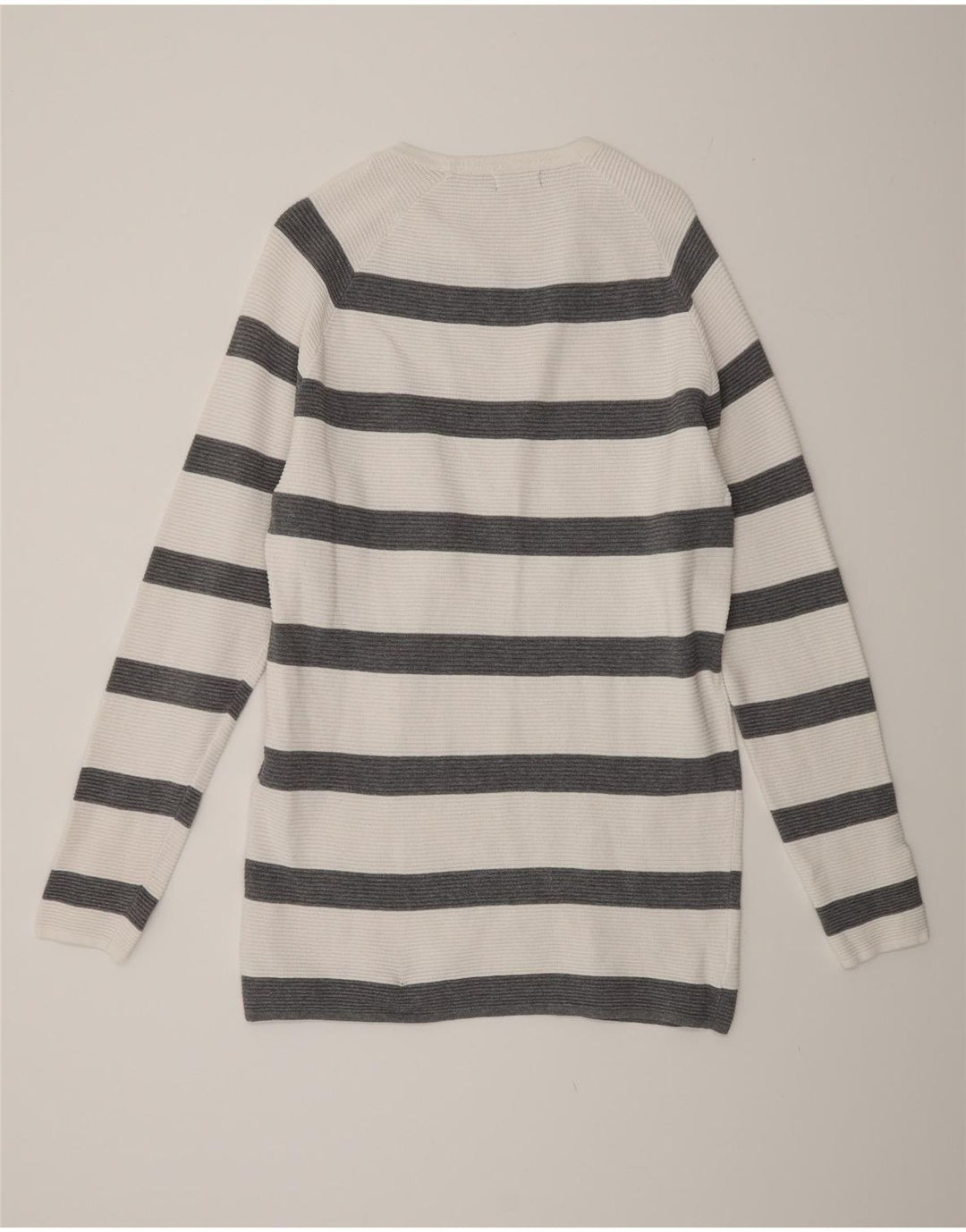 Suéter masculino ZARA com gola canoa grande listrado branco