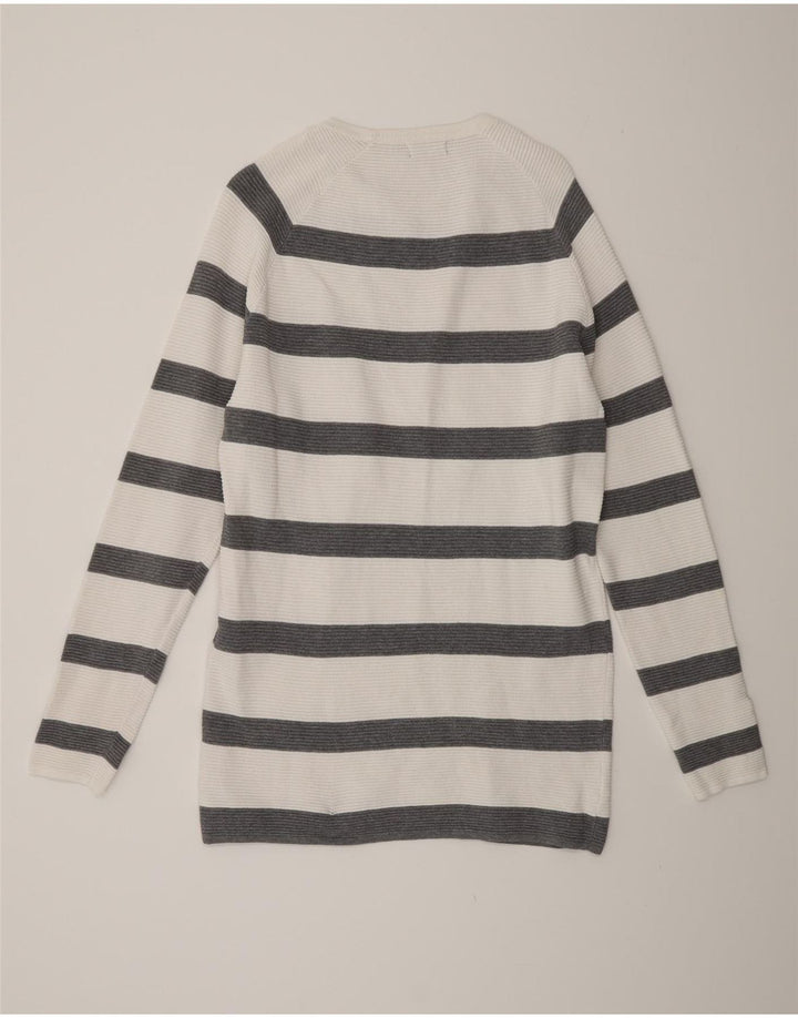 Suéter masculino ZARA com gola canoa grande listrado branco