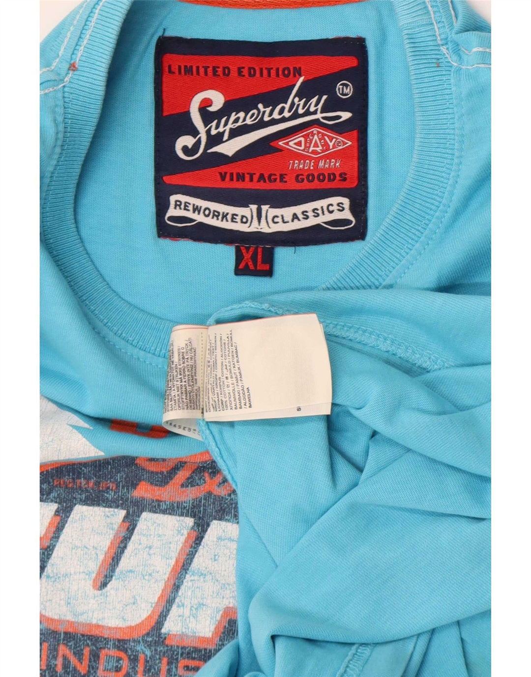 Camiseta masculina Superdry Regular Graphic Top XL algodão azul