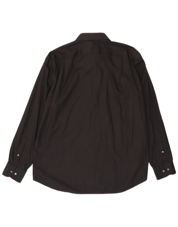Camisa masculina Hugo Boss tamanho 45 17 3/4 XL algodão preto