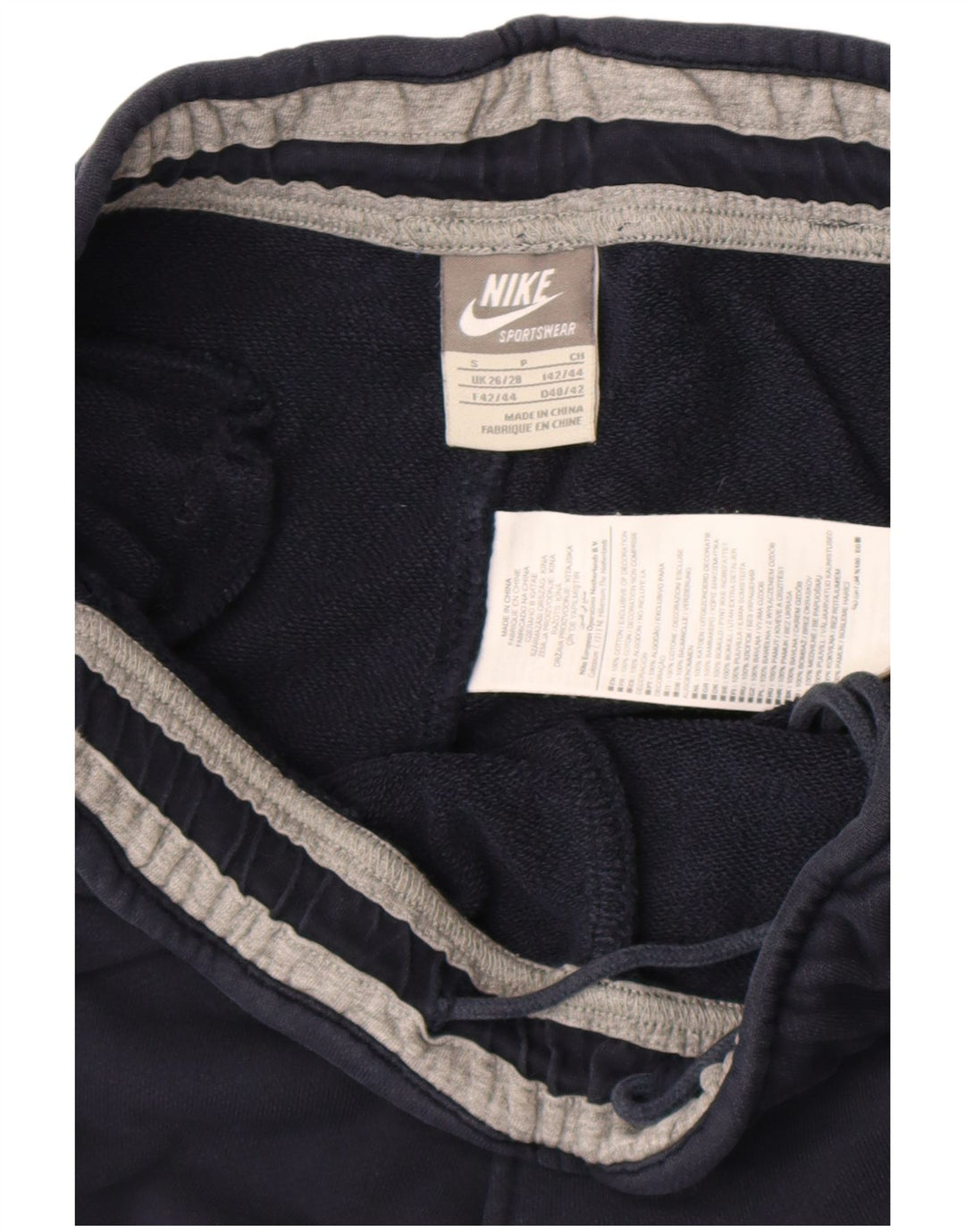 Calça de treino masculina Nike pequena azul marinho algodão