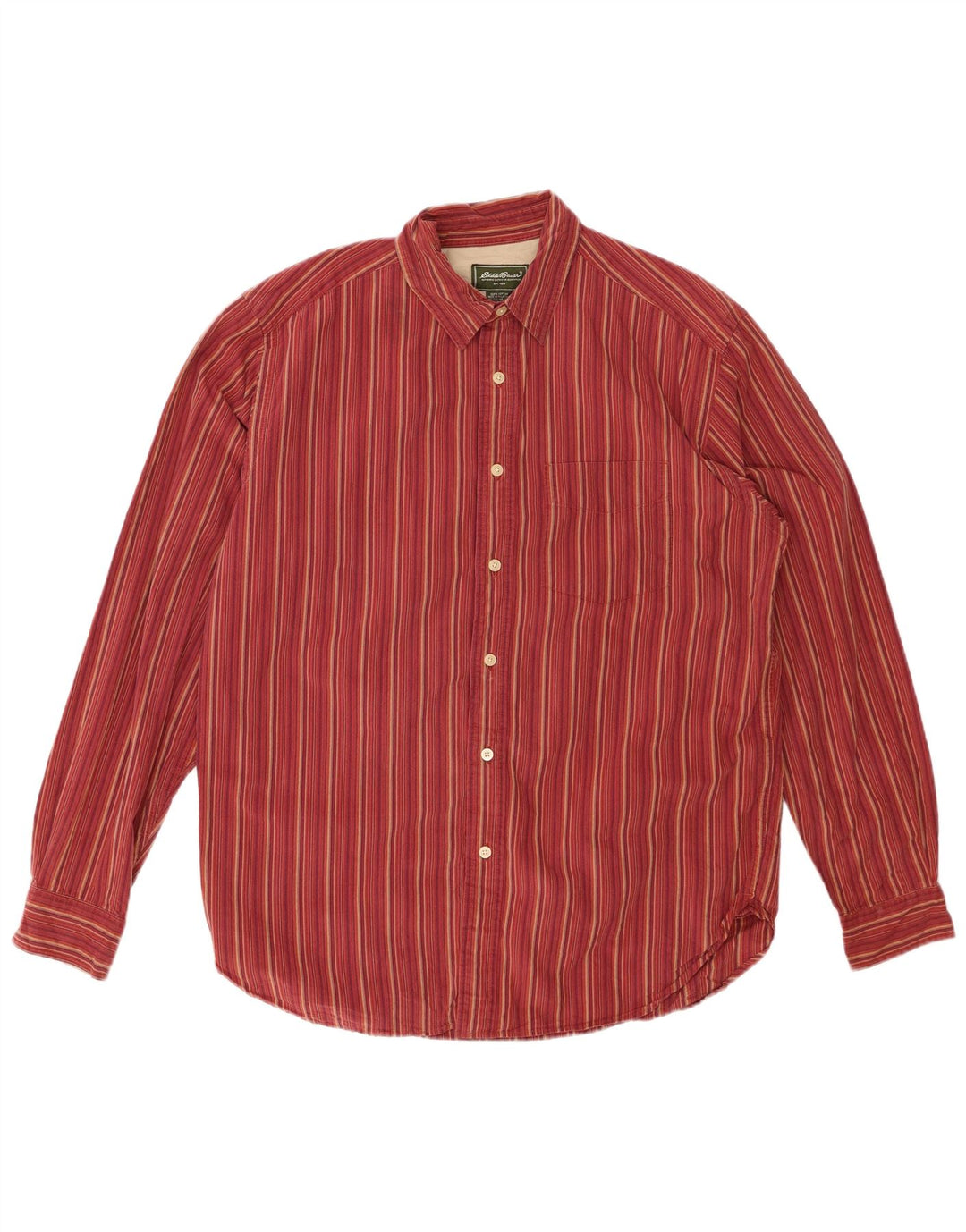 Camisa masculina EDDIE BAUER de algodão listrado vermelho médio