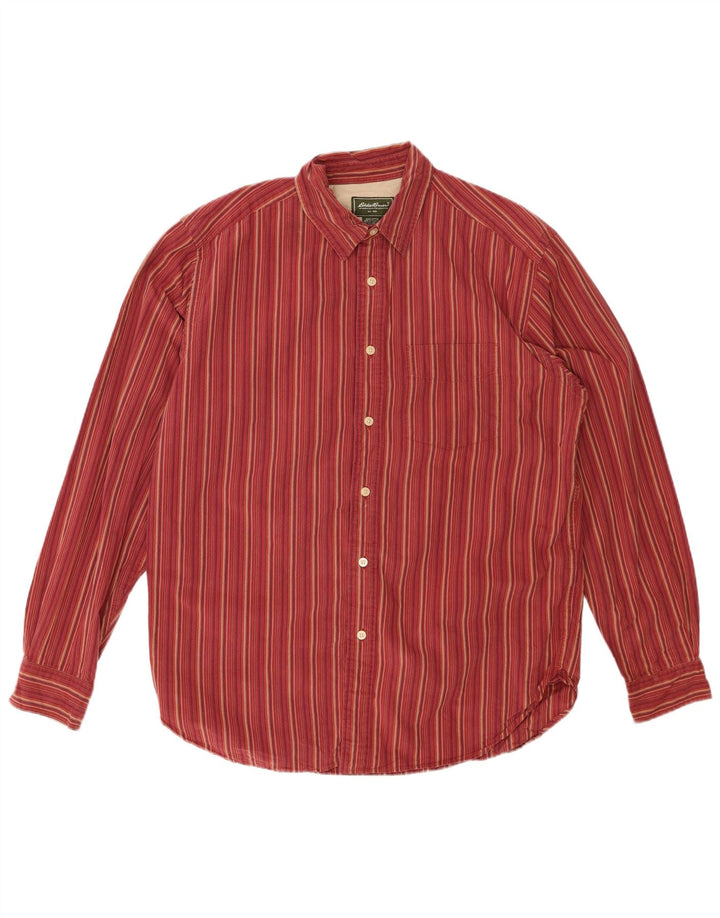 Camisa masculina EDDIE BAUER de algodão listrado vermelho médio