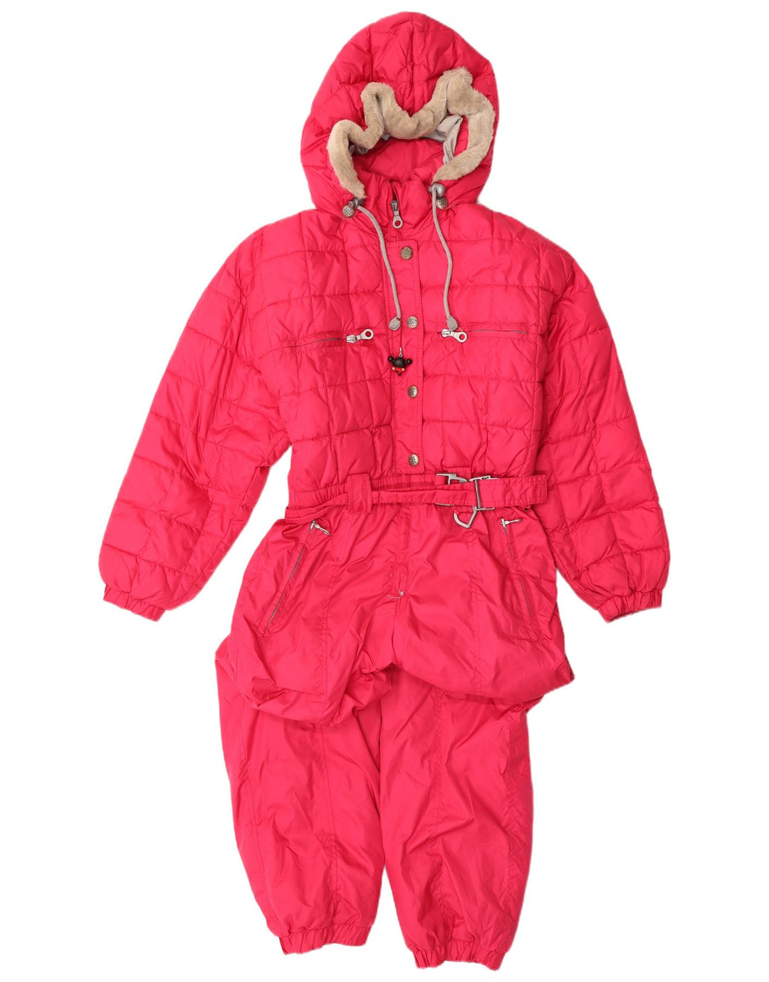 Macacão de esqui feminino com capuz Cacao IT 42 poliéster rosa médio